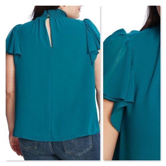 1.STATE Keyhole Flutter Sleeve Blouse sz1X - Picture 2 of 8